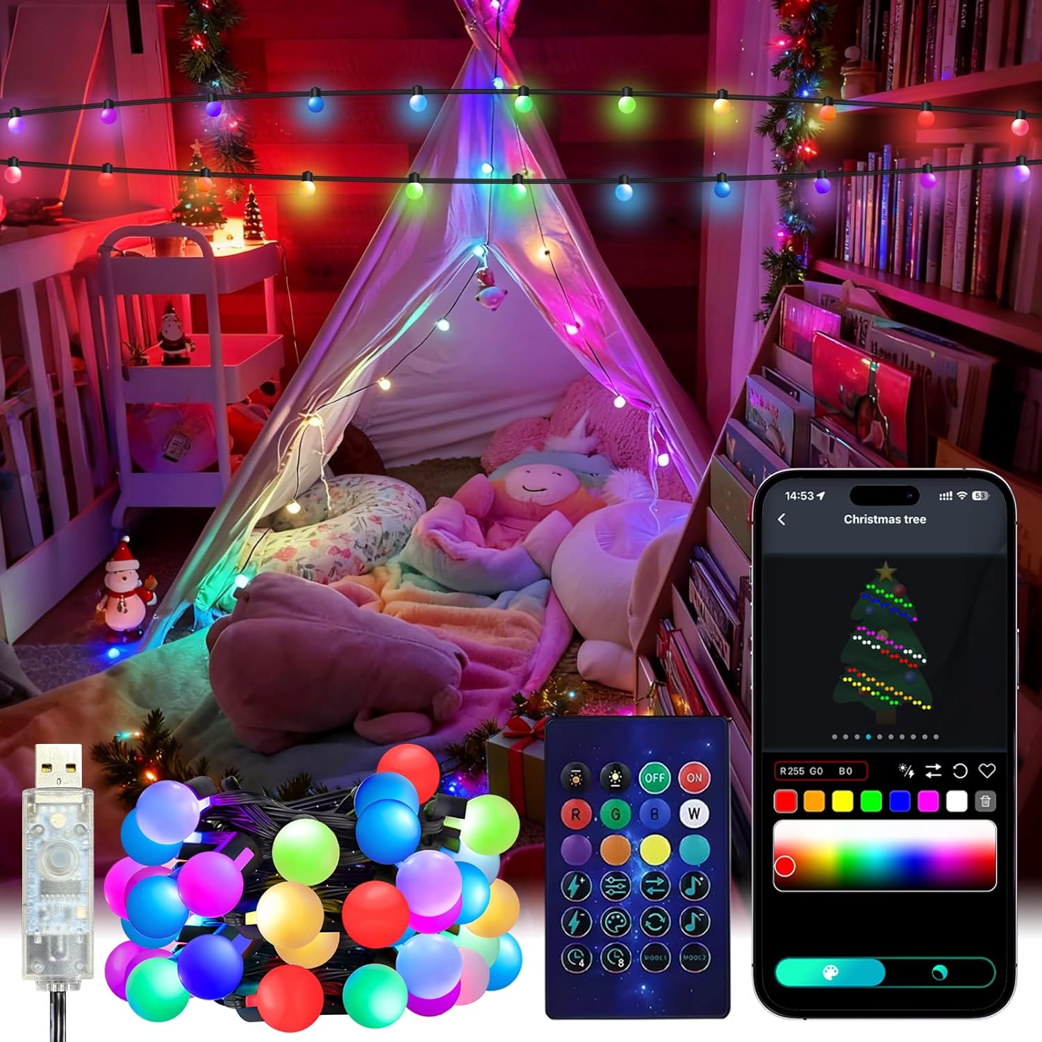 Smart Garden Light Controller - Smart Globe String Lights 5/10M RGB