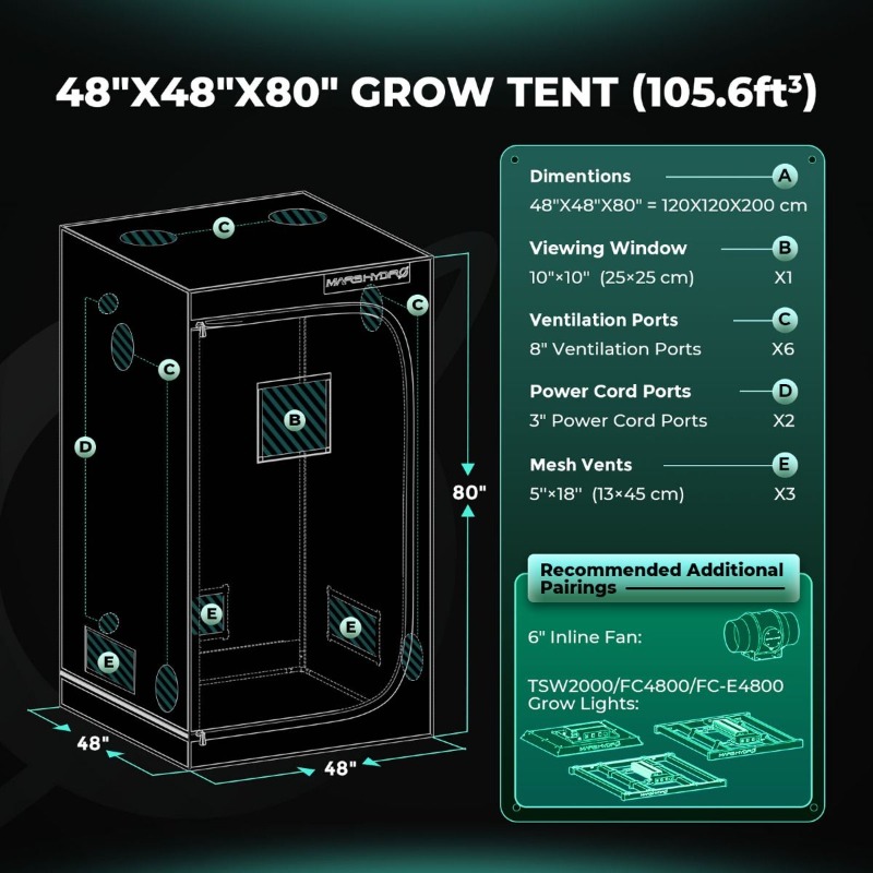 480W 4x4ft 120x120cm FC4800 EV - огляд і ціна Grow Tent Complete Kit